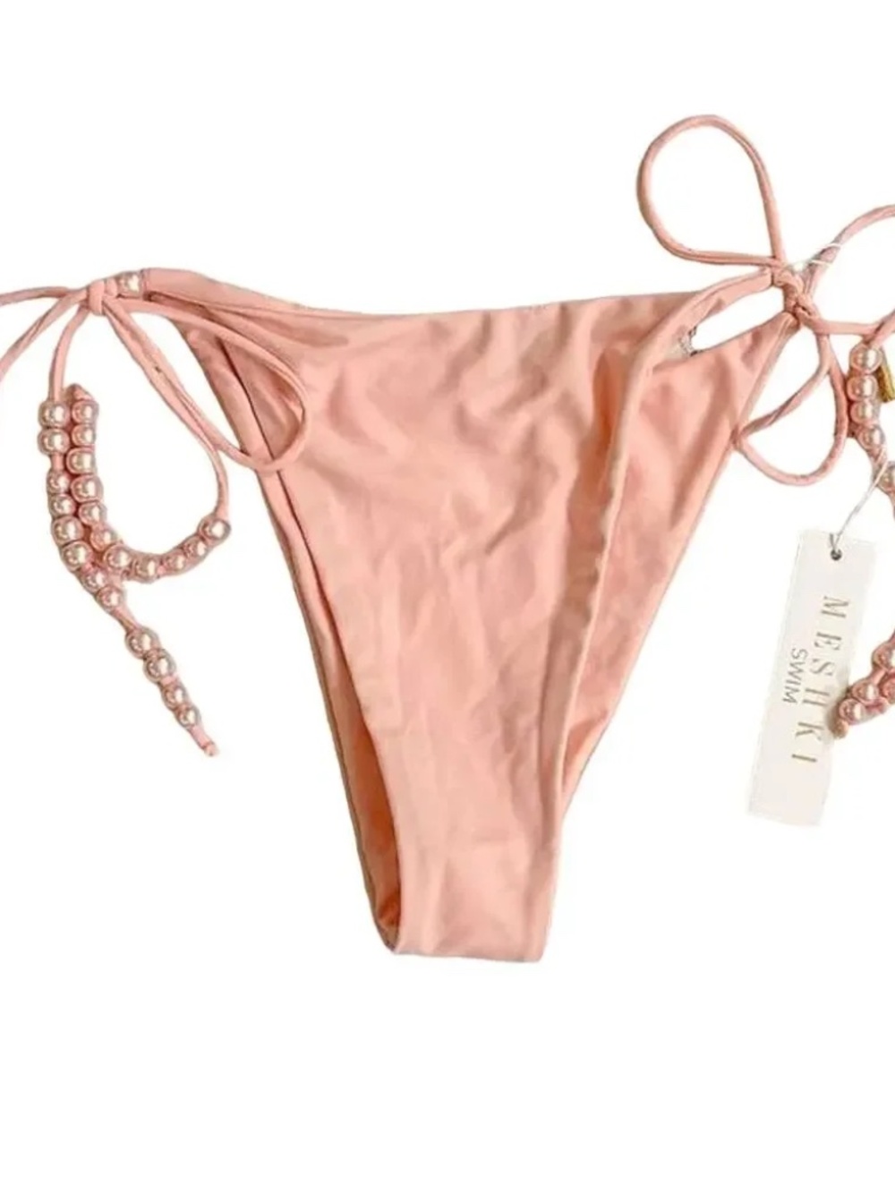 NWT Meshki Arabella Pearl Tie Up Bikini Bottoms pink XL